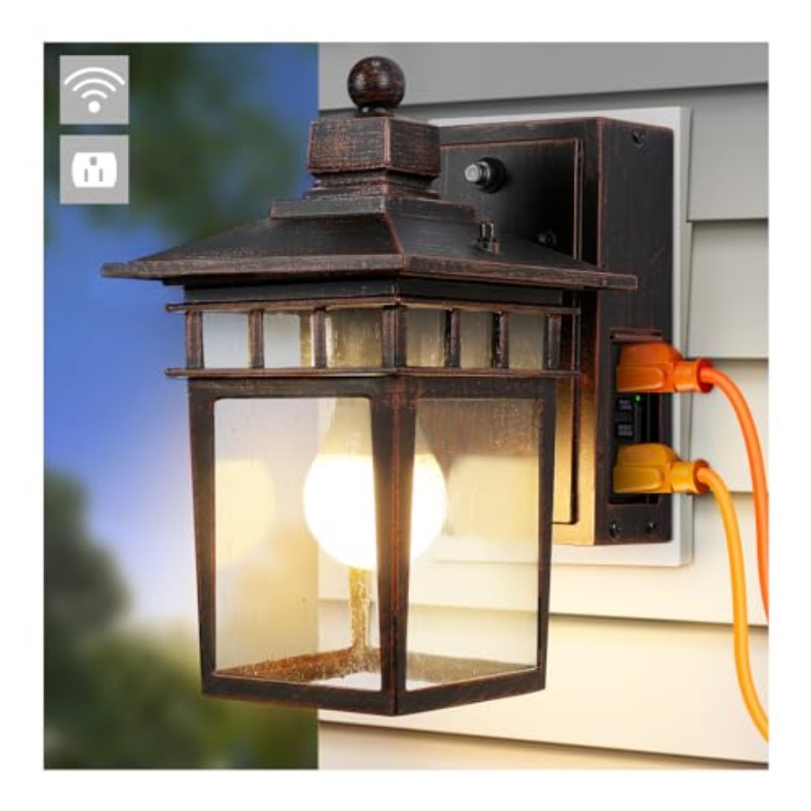 Outdoor Lighting With Outlet - إضاءة خارجية مع مأخذ كهربائي GFCI،