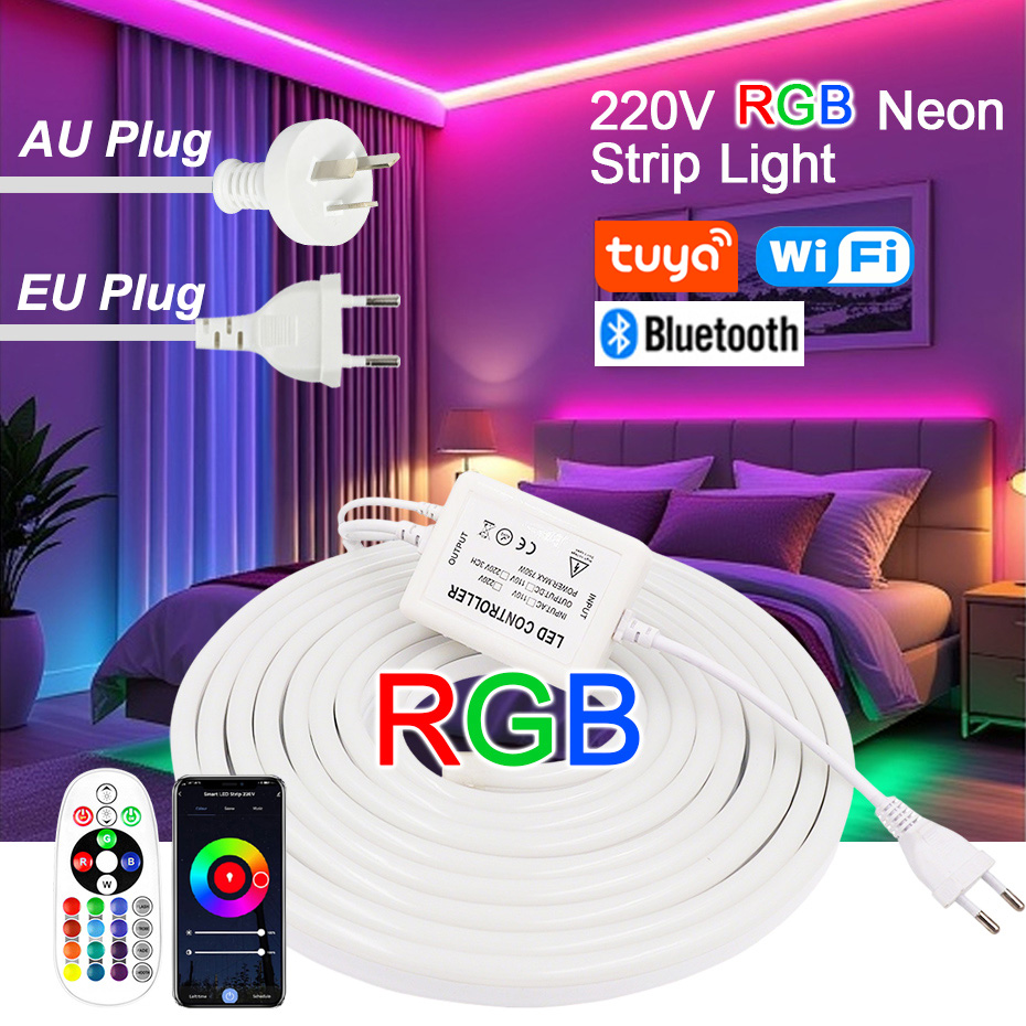 Outdoor Lighting No Wiring - شريط إضاءة LED نيون RGB بجهد