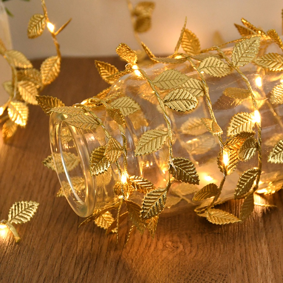 Outdoor Lighting No Wiring - أضواء زينة على شكل أوراق ذهبية