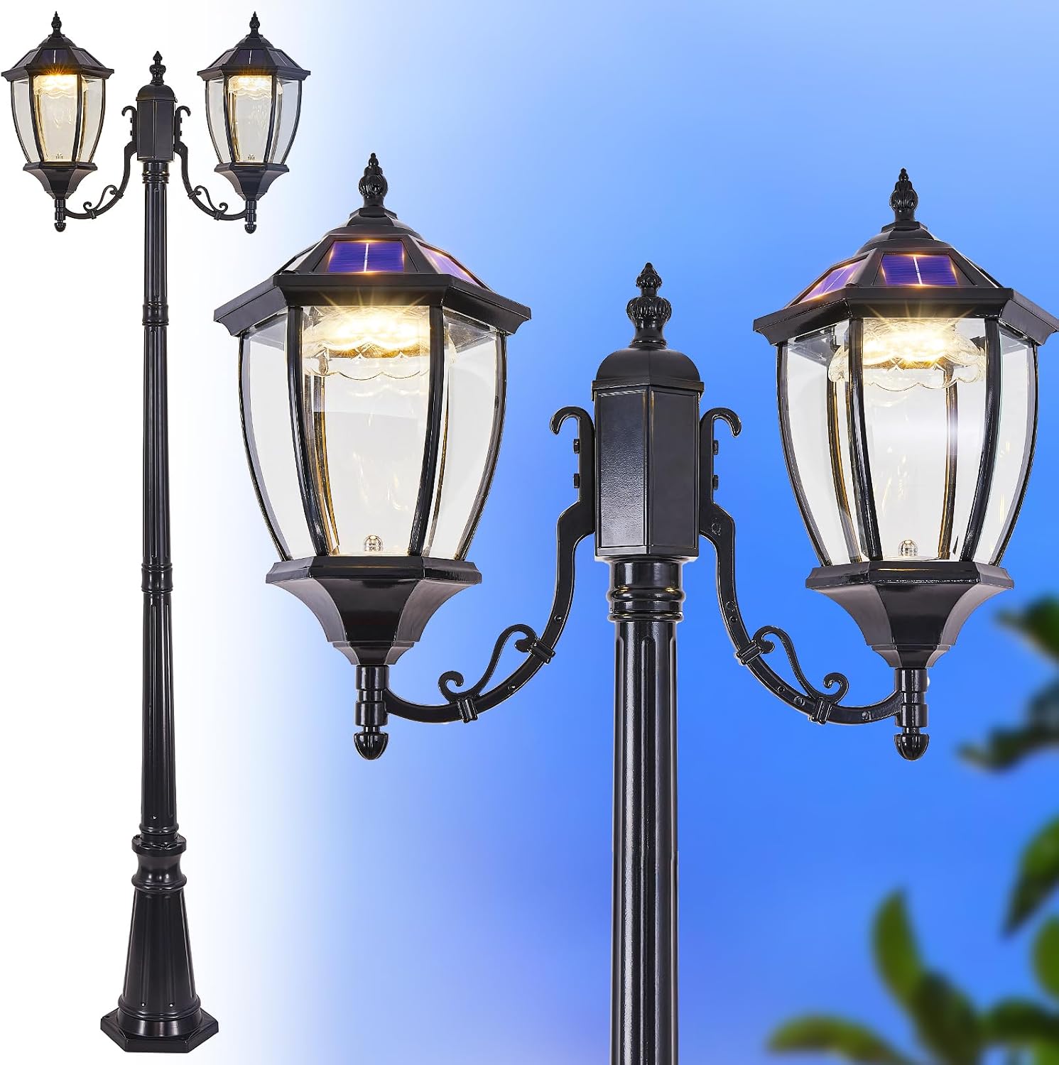 Outdoor Lighting Dusk To Dawn - مصابيح عمودية شمسية خارجية مزودة بمستشعر