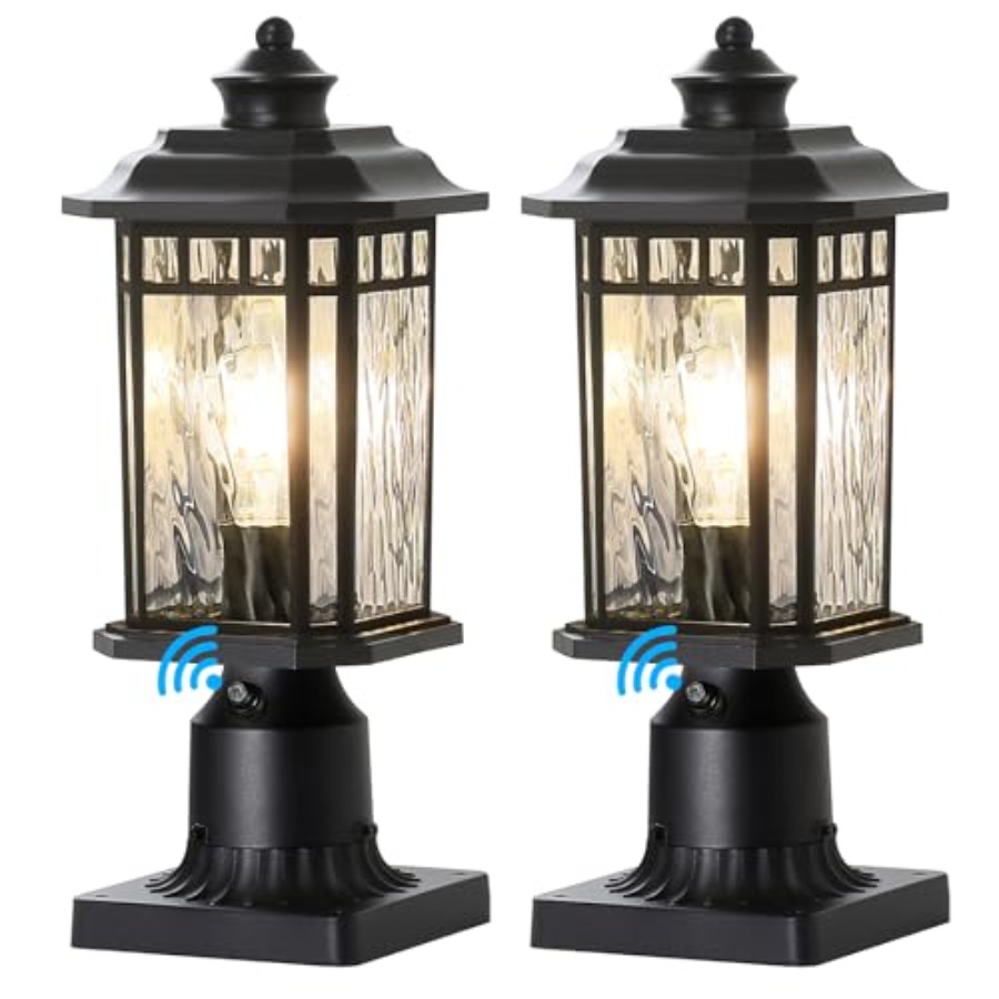 Outdoor Lighting Dusk To Dawn - مصباحان خارجيان للتركيب على الأعمدة، إضاءة