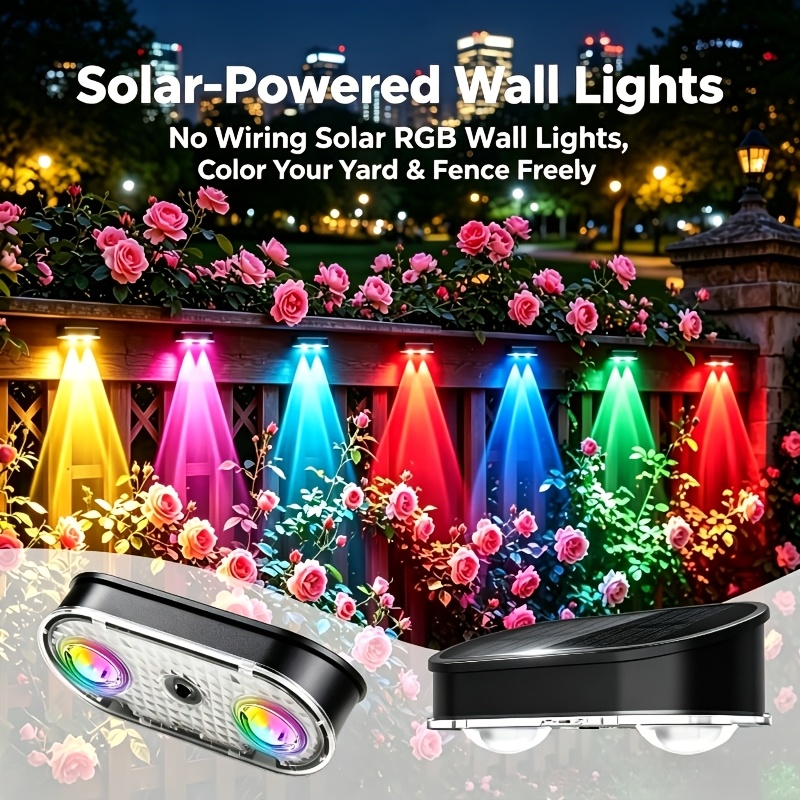 Outdoor Lighting Dusk To Dawn - مصباح سياج شمسي RGB بدرجة حماية