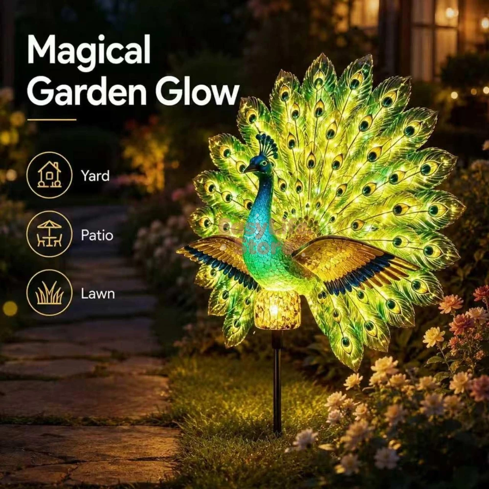 تمثال الطاووس الشمسي للحديقة،  - مراجعة Outdoor Lighting Solar Panel وسعره