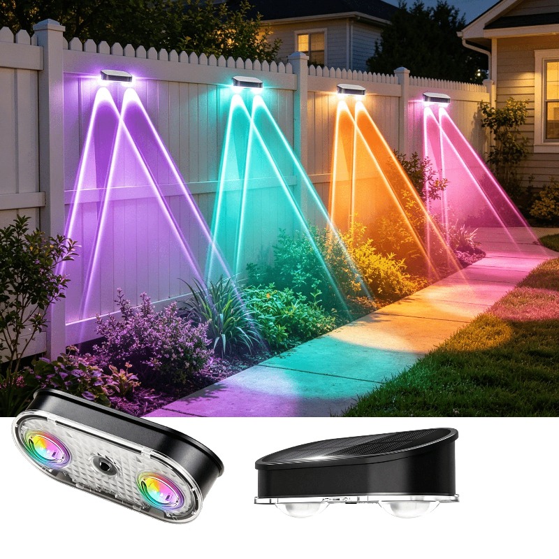 مصباح سياج شمسي RGB بدرجة حماي - مراجعة Outdoor Lighting Dusk To Dawn وسعره